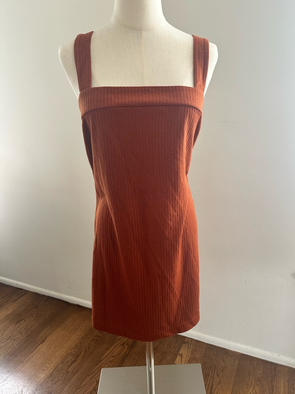 Free People Beach Ribbed Mini Dress Rust Terry Knit Swim Cover Up Open Back
